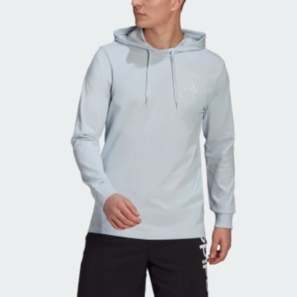 adidas Other - Adidas Long Sleeve Jersey Hooded Sweatshirt T-Shirt Halo Blue/White GV0246 Sz S